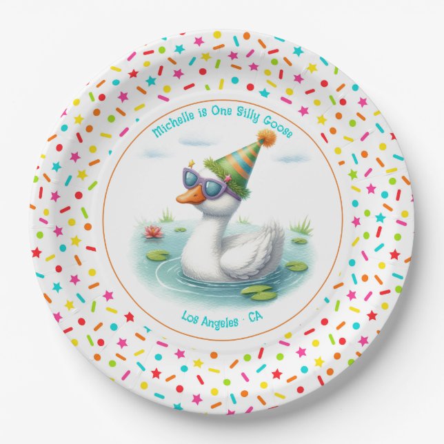 Eine Alberne Gänsefeier zum ersten Geburtstag Pappteller (Vorderseite)