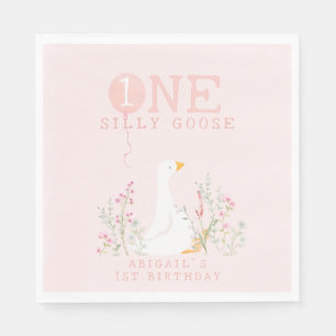 Eine Alberne Gänsepink-Girls 1. Geburtstag Serviette