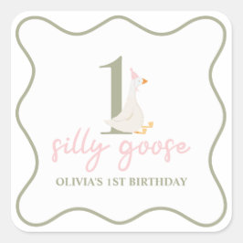 Eine Alberne Gänsepink und -grün Quadratischer Aufkleber