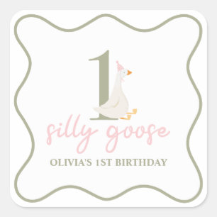 Eine Alberne Gänsepink und -grün Quadratischer Aufkleber