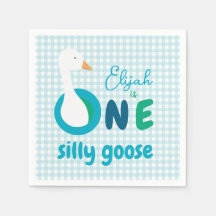 Eine Alberne Goose Blue Gingham First Birthday Par