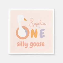 Eine Alberne Goose Pink Girl Erste Geburtstagspart Serviette