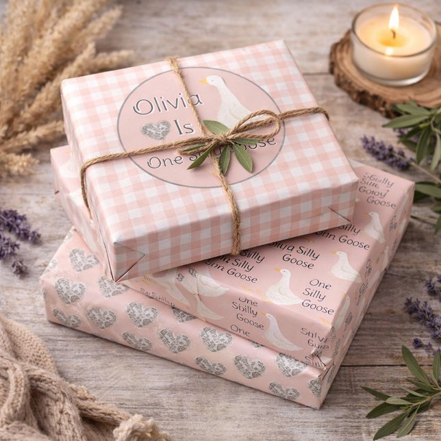 Eine Alberne Goose Pink Girl's Birthday Party Geschenkpapier Set (Von Creator hochgeladen)