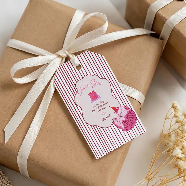 Eine alberne rosa Katze wird 1 Geschenkanhänger (Von Creator hochgeladen)