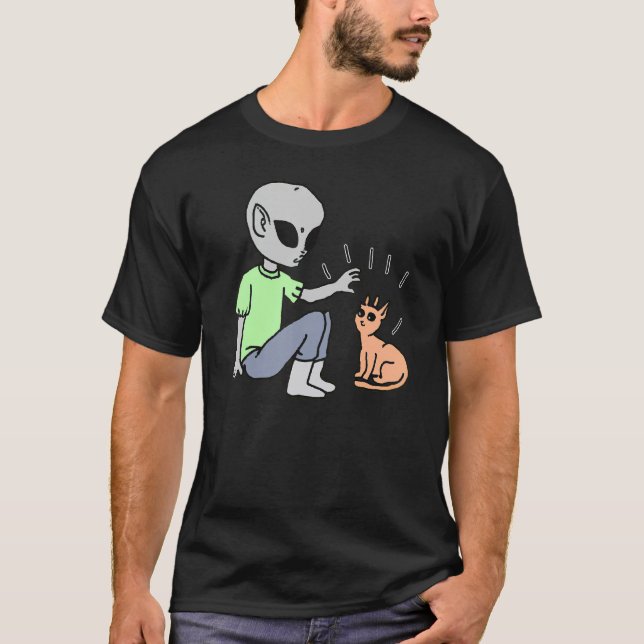 Eine Alien, die eine Katze Niedliche Katze Mama Va T-Shirt (Vorderseite)