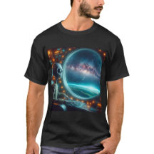 Eine Alien mit Blick auf den T - Shirt des Weltrau