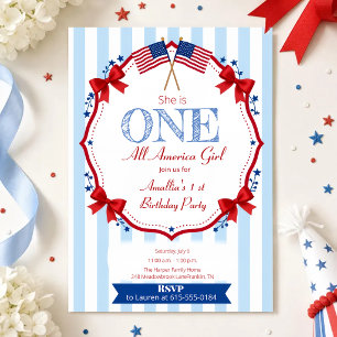 Eine All American Girl 1. Geburtstagseinladung Einladung