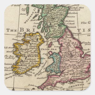 Eine allgemeine Karte von Großbritannien und von Quadratischer Aufkleber