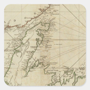 Eine allgemeine Übersicht über die Insel Neufundla Quadratischer Aufkleber