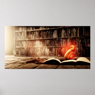 Eine alte Bibliothek 34 - A.I. Poster