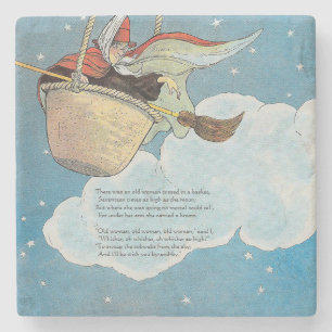 Eine alte Frau wurde in einen Korb geworfen, Rhyme Steinuntersetzer