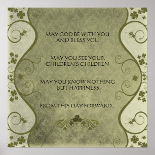 EINE ALTE IRISCHE HOCHZEIT Segen Distressed Damast Poster