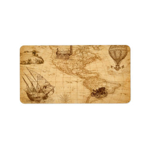 Eine alte Karte Amerikas Adressaufkleber