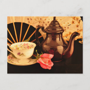 Eine altmodische Tea Time Post Card Postkarte