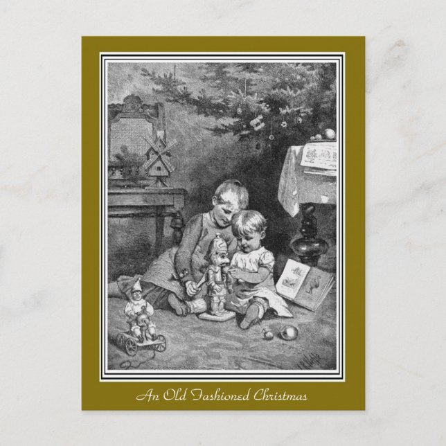 Eine altmodische Weihnachtskarte Feiertagspostkarte (Vorderseite)