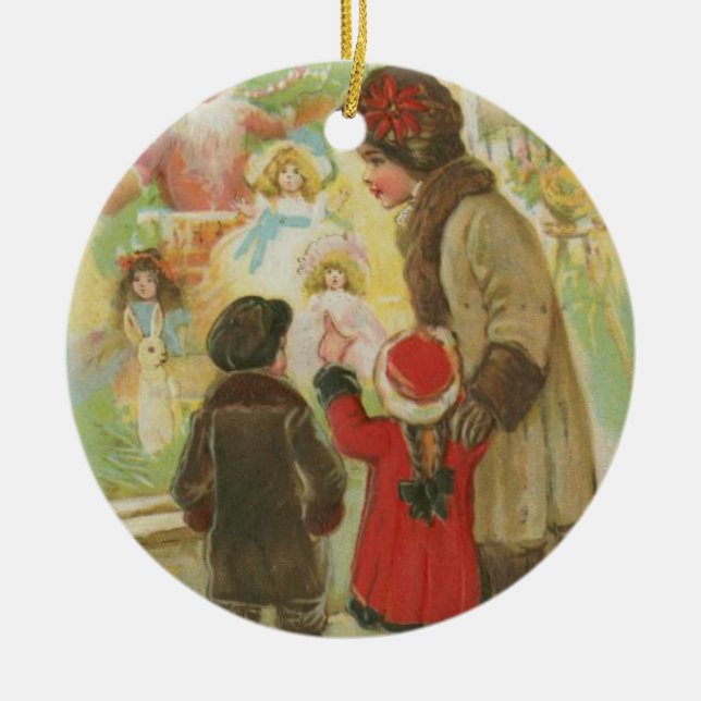 Eine altmodisches WeihnachtsVintage Verzierung Keramikornament (Vorne)