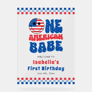 Eine amerikanische Babe 4. Juli erste Geburtstagsp Acrylschild