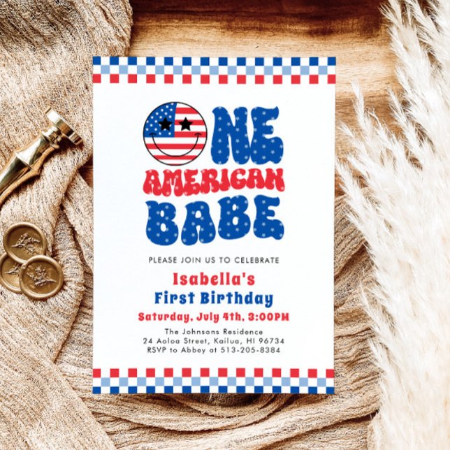 Eine amerikanische Babe 4. Juli erste Geburtstagsp Einladung (Von Creator hochgeladen)