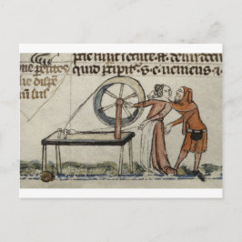 Eine amorante Begegnung an einem Spinnrad Postkarte