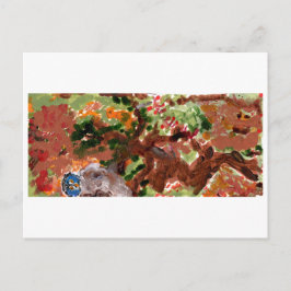 Eine andere blaue Eule in einer Baumpostkarte Postkarte