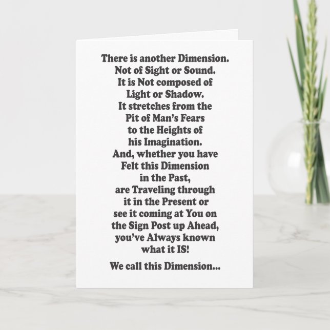 Eine andere Dimension - Meldung im Inneren Karte (Vorderseite)