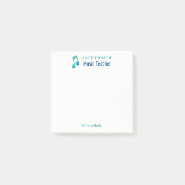 Eine Anmerkung vom Musik-Lehrer-personalisierten Post-it Klebezettel (Vorderseite)