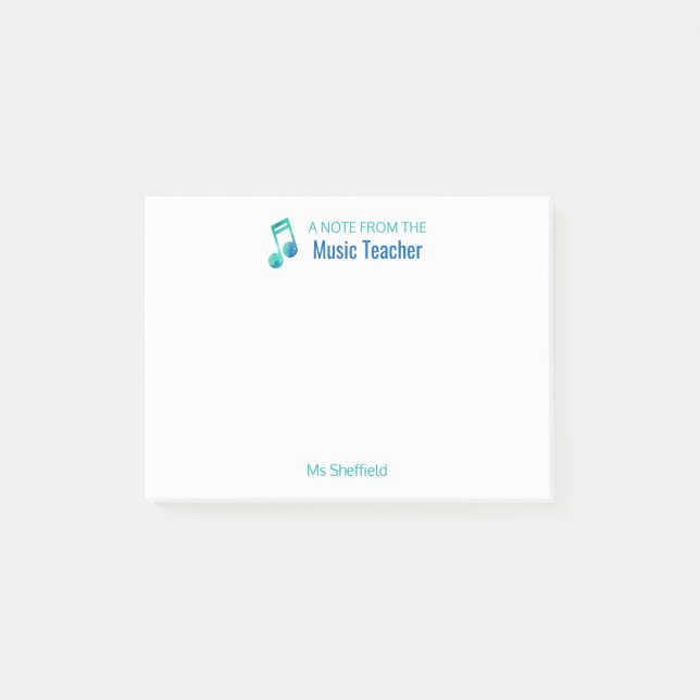 Eine Anmerkung vom Musik-Lehrer-personalisierten Post-it Klebezettel (Vorderseite)