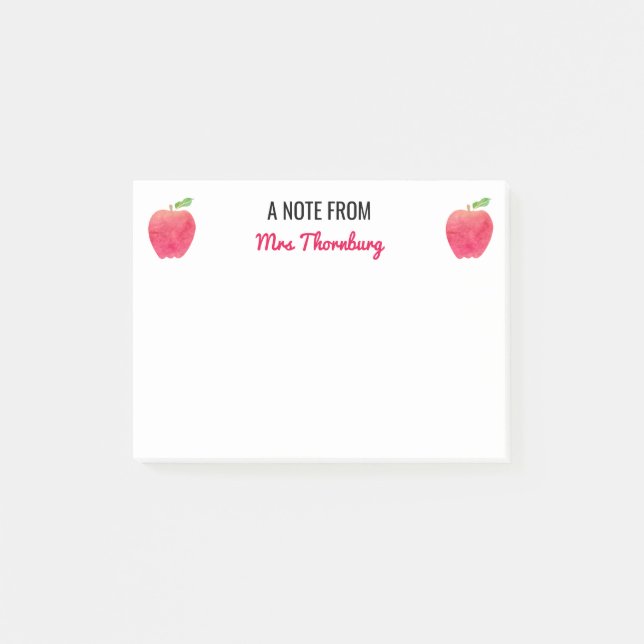 Eine Anmerkung von den Lehrer-roten Äpfeln Post-it Klebezettel (Vorderseite)