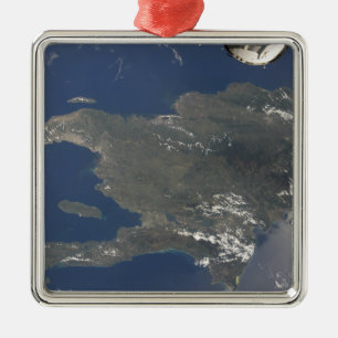 Eine Ansicht der karibischen Insel von Hispaniola Silbernes Ornament