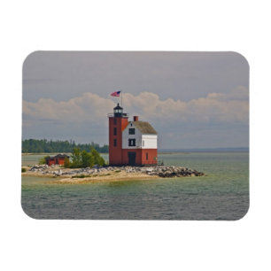 Eine Ansicht der Round Island Light Station. Magnet