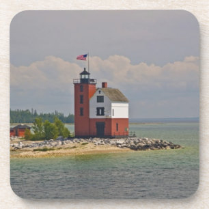 Eine Ansicht der Round Island Light Station. Untersetzer