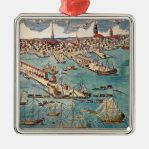 Eine Ansicht des Teils der Stadt von Boston Silbernes Ornament