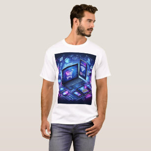 eine Anzeige eines Laptops und eines Handy-Display T-Shirt