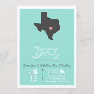 Eine aquafarbene Texas-Hochzeitseinladung Einladung