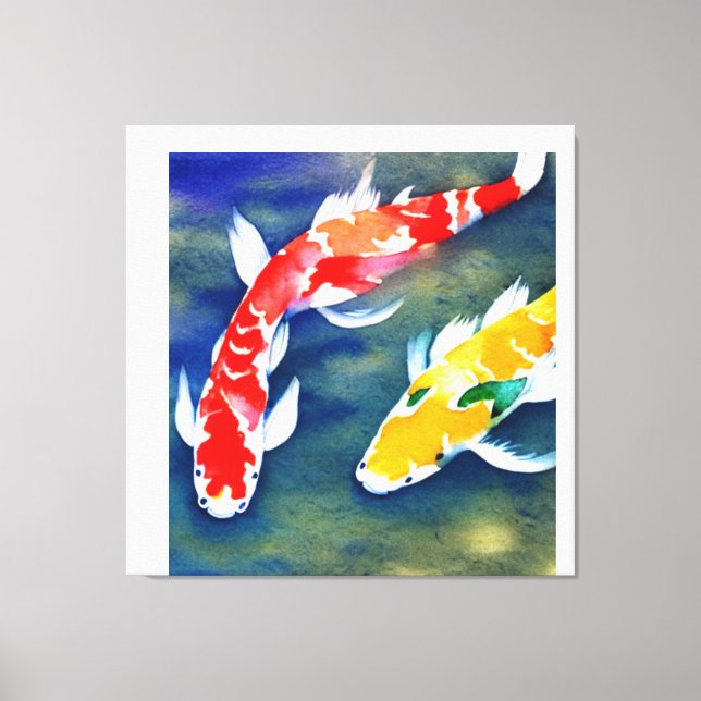 Eine Aquarellmalerei auf Koi Fisch Leinwanddruck (Vorderseite)