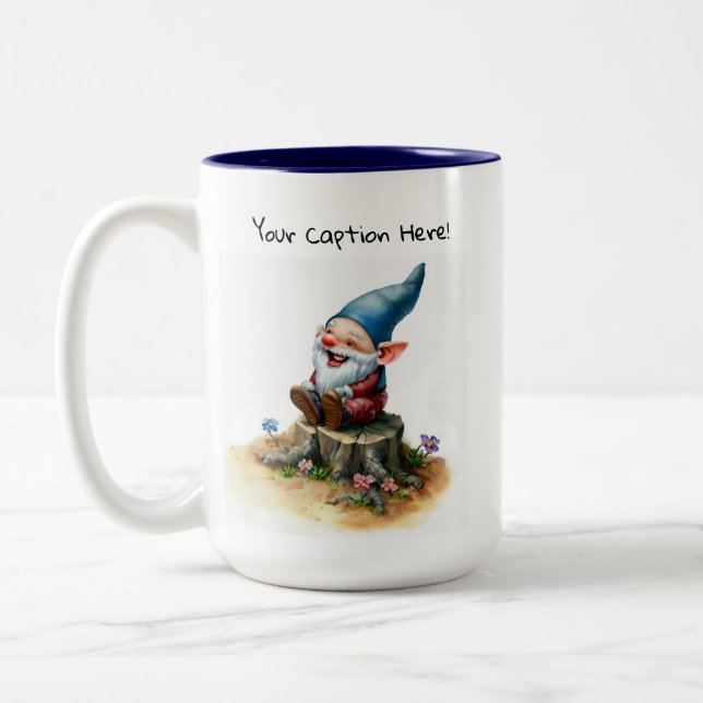 Eine Aquarellmalerei eines Niedlichen Genoms Zweifarbige Tasse (Links)