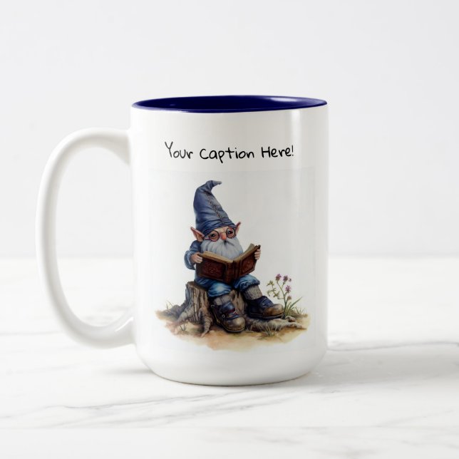 Eine Aquarellmalerei eines Niedlichen Genoms Zweifarbige Tasse (Links)