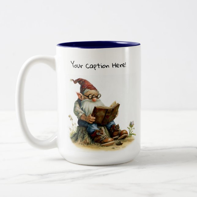 Eine Aquarellmalerei eines Niedlichen Genoms Zweifarbige Tasse (Links)