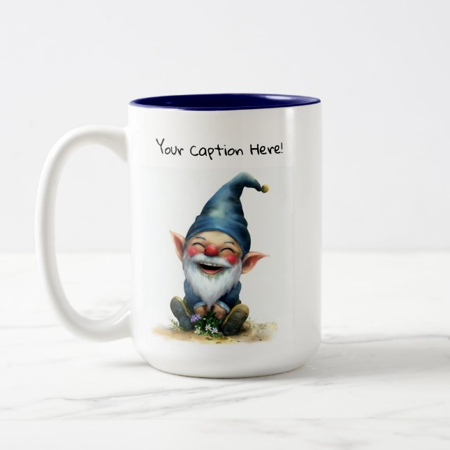 Eine Aquarellmalerei eines Niedlichen Genoms Zweifarbige Tasse (Links)