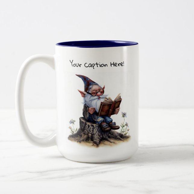 Eine Aquarellmalerei eines Niedlichen Genoms Zweifarbige Tasse (Links)