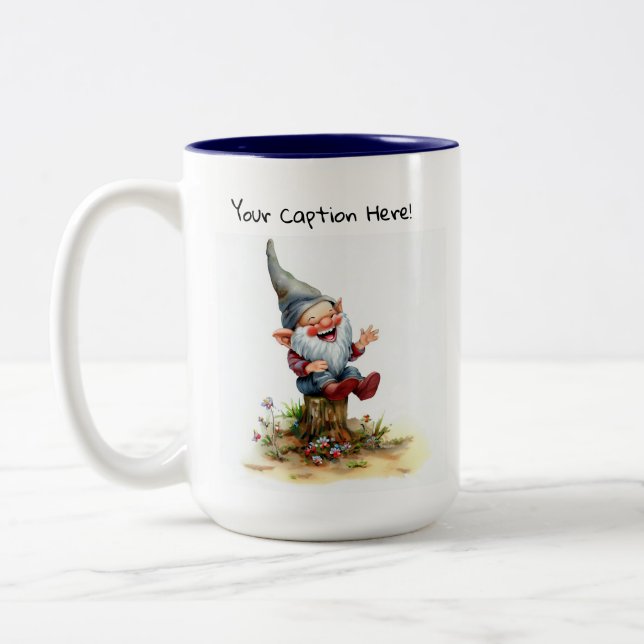 Eine Aquarellmalerei eines Niedlichen Genoms Zweifarbige Tasse (Links)