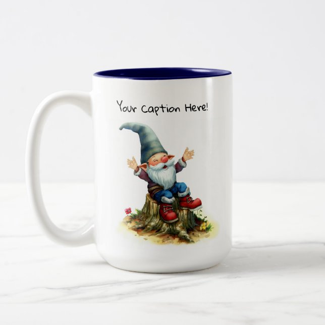 Eine Aquarellmalerei eines Niedlichen Genoms Zweifarbige Tasse (Links)