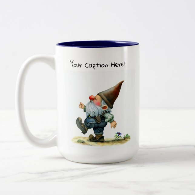 Eine Aquarellmalerei eines Niedlichen Genoms Zweifarbige Tasse (Links)