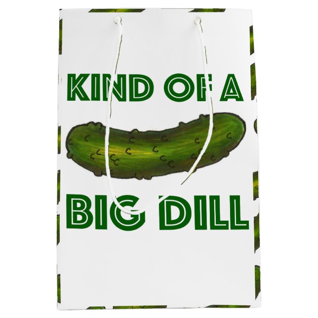 Eine Art Big Dill (Deal) Green Pickle-Glückwunsch Mittlere Geschenktüte (Vorderseite)