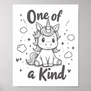 Eine Art Einhorn-Shirt Niedliche Valentine Kinder Poster