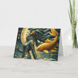 Eine Astronautin und Fische Retro-Jeden Anlaß Karte