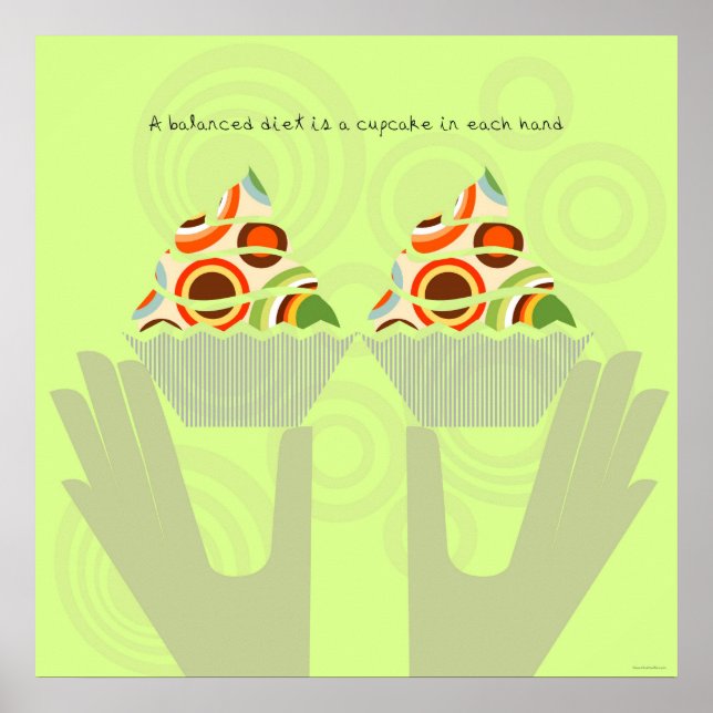 Eine ausgewogene Ernährung der Cupcakes Poster (Vorne)