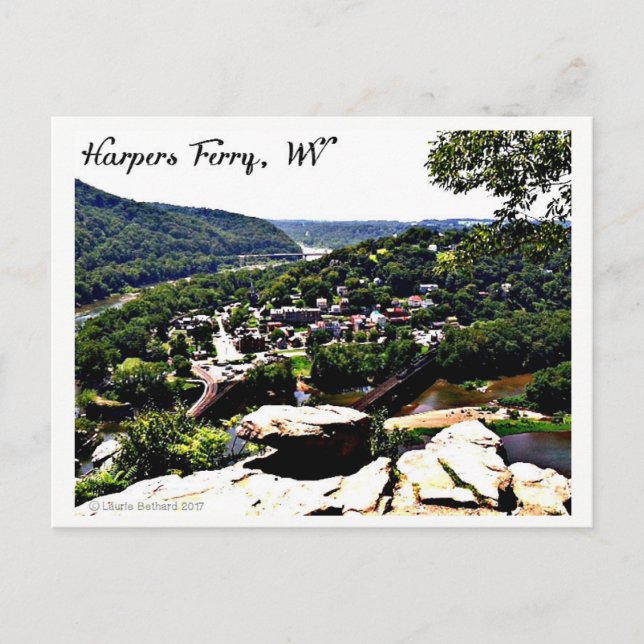 Eine Aussicht auf die moderne Harpers Ferry Postkarte (Vorderseite)