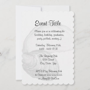 Eine Auster-Muschel mit dem Sprichwort "Die Welt i Einladung