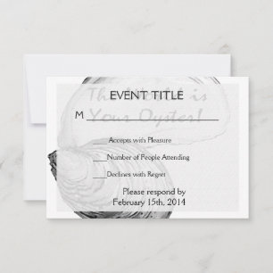 Eine Auster-Muschel mit dem Sprichwort "Die Welt i RSVP Karte